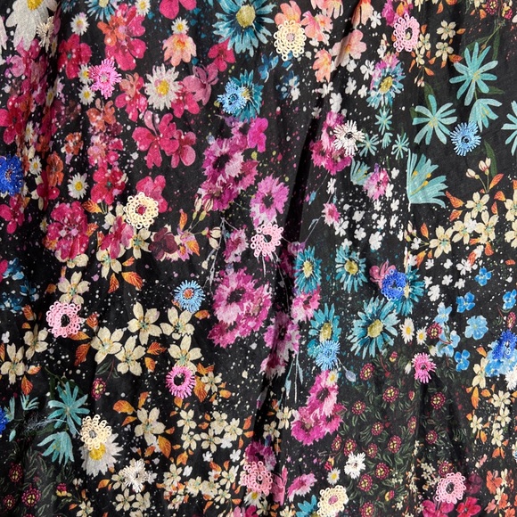 Anthropologie Floral Organdy Tiered Embellished Sequins Midi Dress 2x - Picture 6 of 13